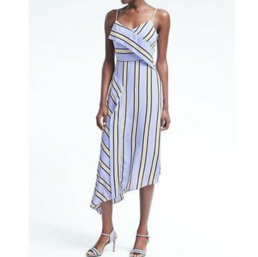 Banana Republic Stripe Strappy Foldover Dress